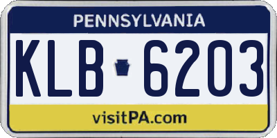 PA license plate KLB6203