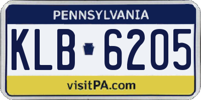 PA license plate KLB6205