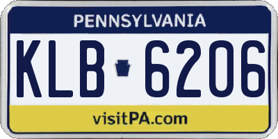 PA license plate KLB6206