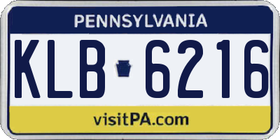 PA license plate KLB6216