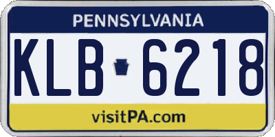 PA license plate KLB6218