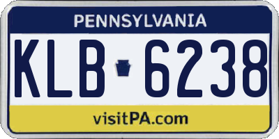 PA license plate KLB6238
