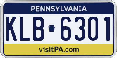 PA license plate KLB6301
