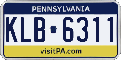 PA license plate KLB6311