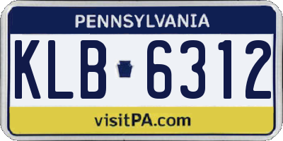 PA license plate KLB6312