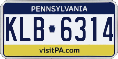 PA license plate KLB6314