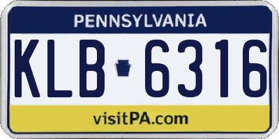 PA license plate KLB6316