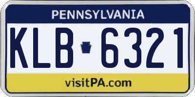 PA license plate KLB6321