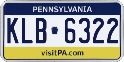 PA license plate KLB6322