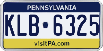 PA license plate KLB6325