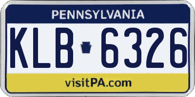 PA license plate KLB6326