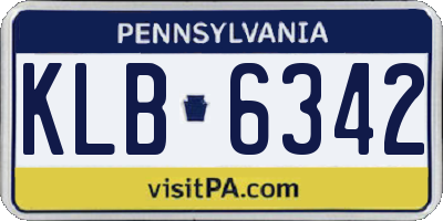 PA license plate KLB6342