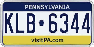 PA license plate KLB6344