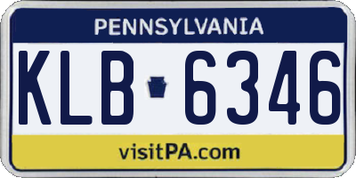 PA license plate KLB6346
