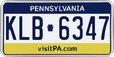 PA license plate KLB6347