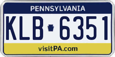 PA license plate KLB6351