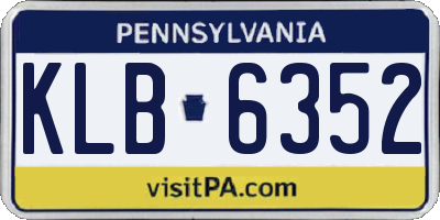 PA license plate KLB6352