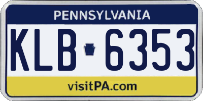 PA license plate KLB6353