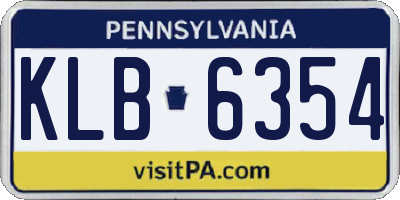 PA license plate KLB6354