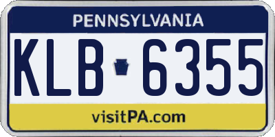PA license plate KLB6355