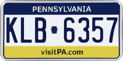 PA license plate KLB6357