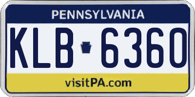 PA license plate KLB6360