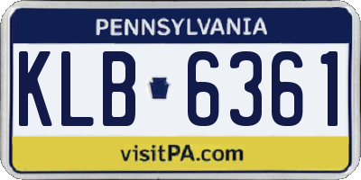 PA license plate KLB6361