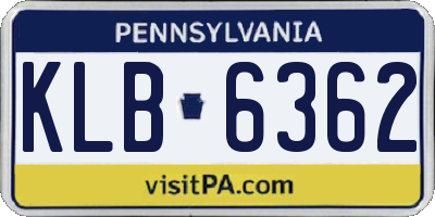 PA license plate KLB6362