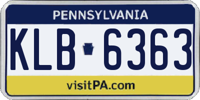 PA license plate KLB6363