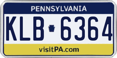 PA license plate KLB6364