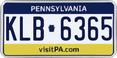 PA license plate KLB6365