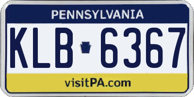 PA license plate KLB6367
