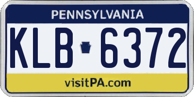 PA license plate KLB6372