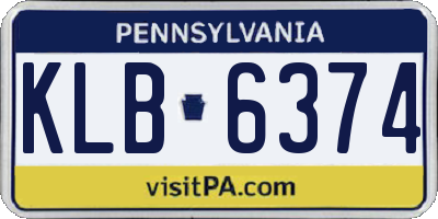PA license plate KLB6374