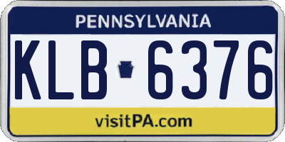 PA license plate KLB6376