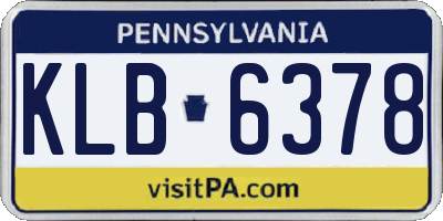 PA license plate KLB6378