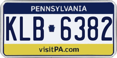 PA license plate KLB6382