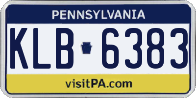 PA license plate KLB6383