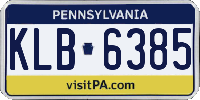 PA license plate KLB6385