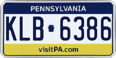 PA license plate KLB6386