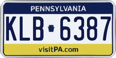 PA license plate KLB6387