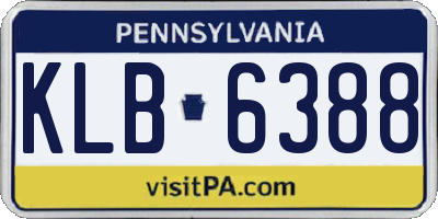 PA license plate KLB6388