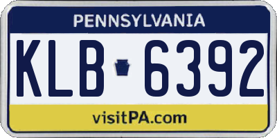 PA license plate KLB6392