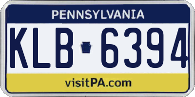 PA license plate KLB6394