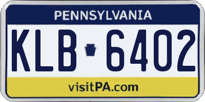 PA license plate KLB6402