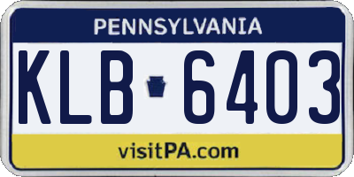 PA license plate KLB6403