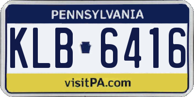 PA license plate KLB6416