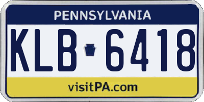 PA license plate KLB6418