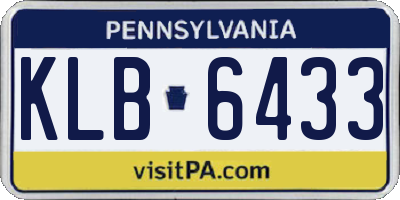PA license plate KLB6433