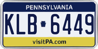 PA license plate KLB6449